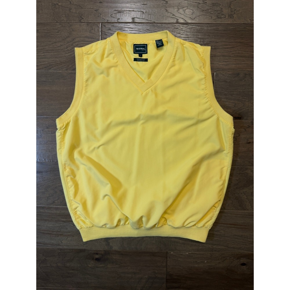 Bolle Golf Mens Yellow Windbreaker Vest V-Neck Water Resistant Large RN91870